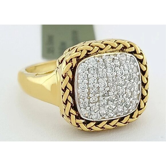 Created White Sapphire Ring 14k Yellow Gold Plated - Picture 5 of 5